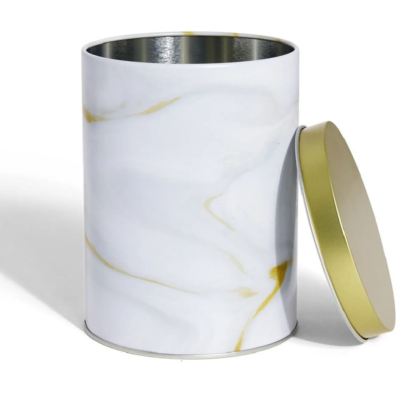 Gifi Boîte à biscuits ronde métal blanc doré Ø10,5H14cm