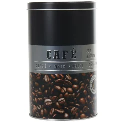 Gifi Boîte à café ronde en métal décorée noir