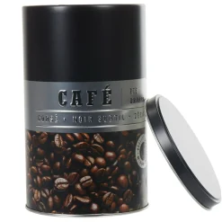 Gifi Boîte à café ronde en métal décorée noir