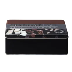 Gifi Boîte à chocolat rectangulaire en métal décorée marron