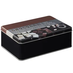 Gifi Boîte à chocolat rectangulaire en métal décorée marron