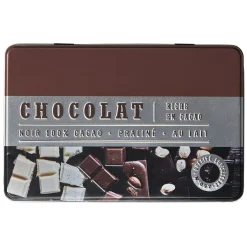 Gifi Boîte à chocolat rectangulaire en métal décorée marron