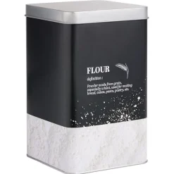 Gifi Boîte à farine en métal noir design flour - 10,7x10,7xH.17,5cm