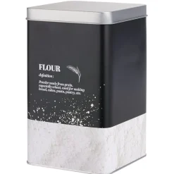 Gifi Boîte à farine en métal noir design flour - 10,7x10,7xH.17,5cm
