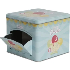 Gifi Boîte à gâteaux bleue décor glace multicolore