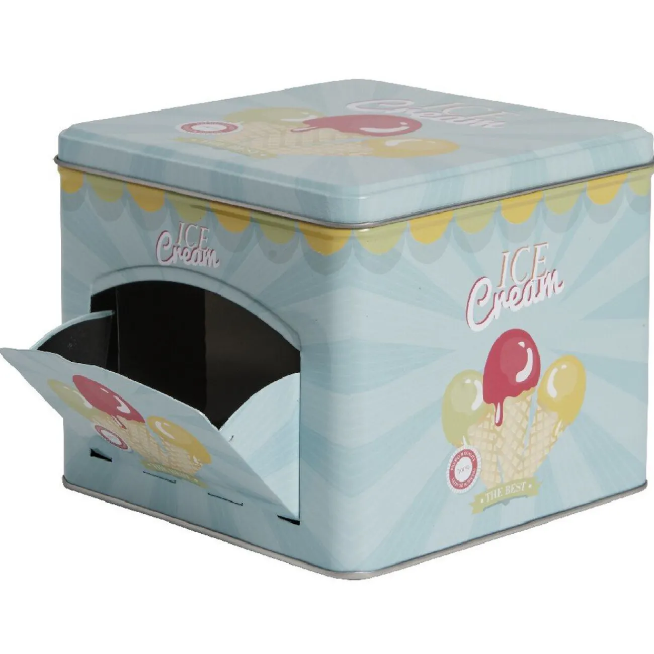 Gifi Boîte à gâteaux bleue décor glace multicolore