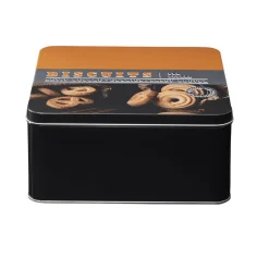 Gifi Boîte à gâteaux carrée en métal décorée marron