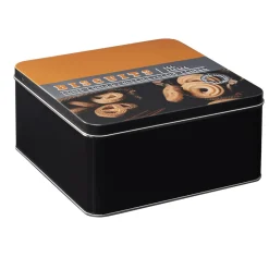 Gifi Boîte à gâteaux carrée en métal décorée marron