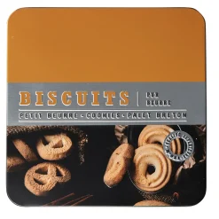 Gifi Boîte à gâteaux carrée en métal décorée marron