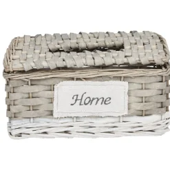 Gifi Rangement|Boîte à mouchoirs tressé blanc et naturel HOME
