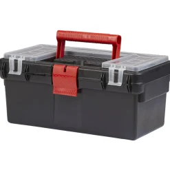 Gifi Rangement|Boîte à outil avec poignée et clip rouge et noire