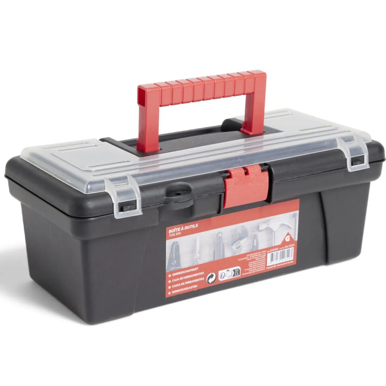 Gifi Aménagement Atelier^Boîte à outils plastique noir et rouge 30x14xH11cm