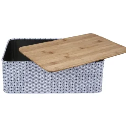 Gifi Boîte à pain métal design géométrique et couvercle bambou