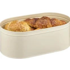 Gifi Boîte à pain ovales en métal et bambou beige naturel