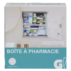 Gifi Aménagement Salle De Bain^Boîte à pharmacie avec porte en verre verrouillable