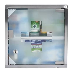 Gifi Aménagement Salle De Bain^Boîte à pharmacie avec porte en verre verrouillable