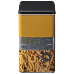 Gifi Boîte à pâtes carrée en métal décorée jaune moutarde