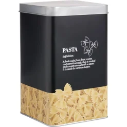 Gifi Boîte à pâtes en métal noir et gris design pasta - 10,7x10,7xH.17,5cm