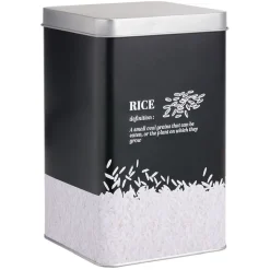 Gifi Boîte à riz en métal noir et gris design rice - 10,7x10,7xH.17,5cm