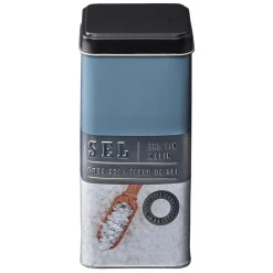 Gifi Boîte à sel carrée en métal décorée bleu gris