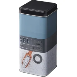 Gifi Boîte à sel carrée en métal décorée bleu gris