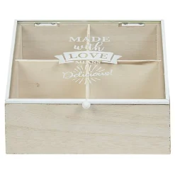 Gifi Boîte à thé 4 compartiments Made with love