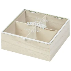 Gifi Boîte à thé 4 compartiments Made with love