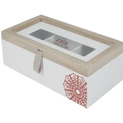 Gifi Boîte à thé blanc naturel motif rosace