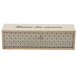 Gifi Boîte à thé bois design géométrique naturel et noir