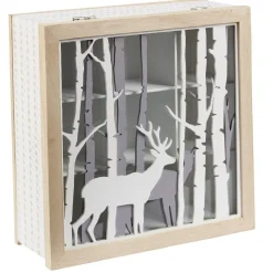 Gifi Rangement|Boîte à thé en bois déco nature cerf blanc