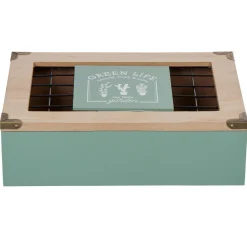 Gifi Boîte à thé My little garden en bois couvercle aluminium