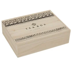 Gifi Boîte à thé noir naturel 8 casiers avec couvercle coulissant