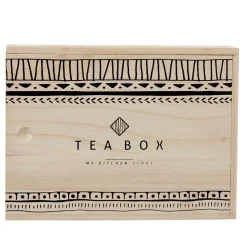 Gifi Boîte à thé noir naturel 8 casiers avec couvercle coulissant