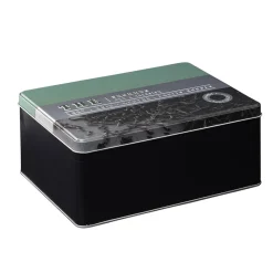 Gifi Boîte à thé rectangulaire en métal décorée verte