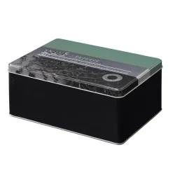 Gifi Boîte à thé rectangulaire en métal décorée verte