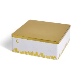 Gifi Boîte alimentaire carré en fer décor doré 26x26xH10cm