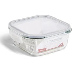 Gifi Boîte alimentaire carrée en verre avec couvercle étanche à clips 800ml