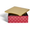 Gifi Boîte alimentaire carrée motif Noël métal rouge et dorée 26x26xH10cm