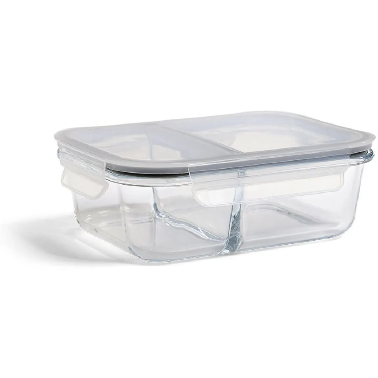 Gifi Boîte alimentaire compartimentée en verre avec couvercle plastique 1L