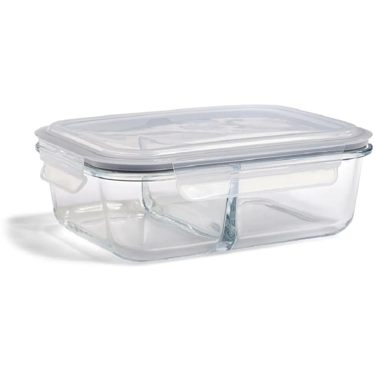 Gifi Boîte alimentaire compartimentée en verre couvercle plastique 1,5L