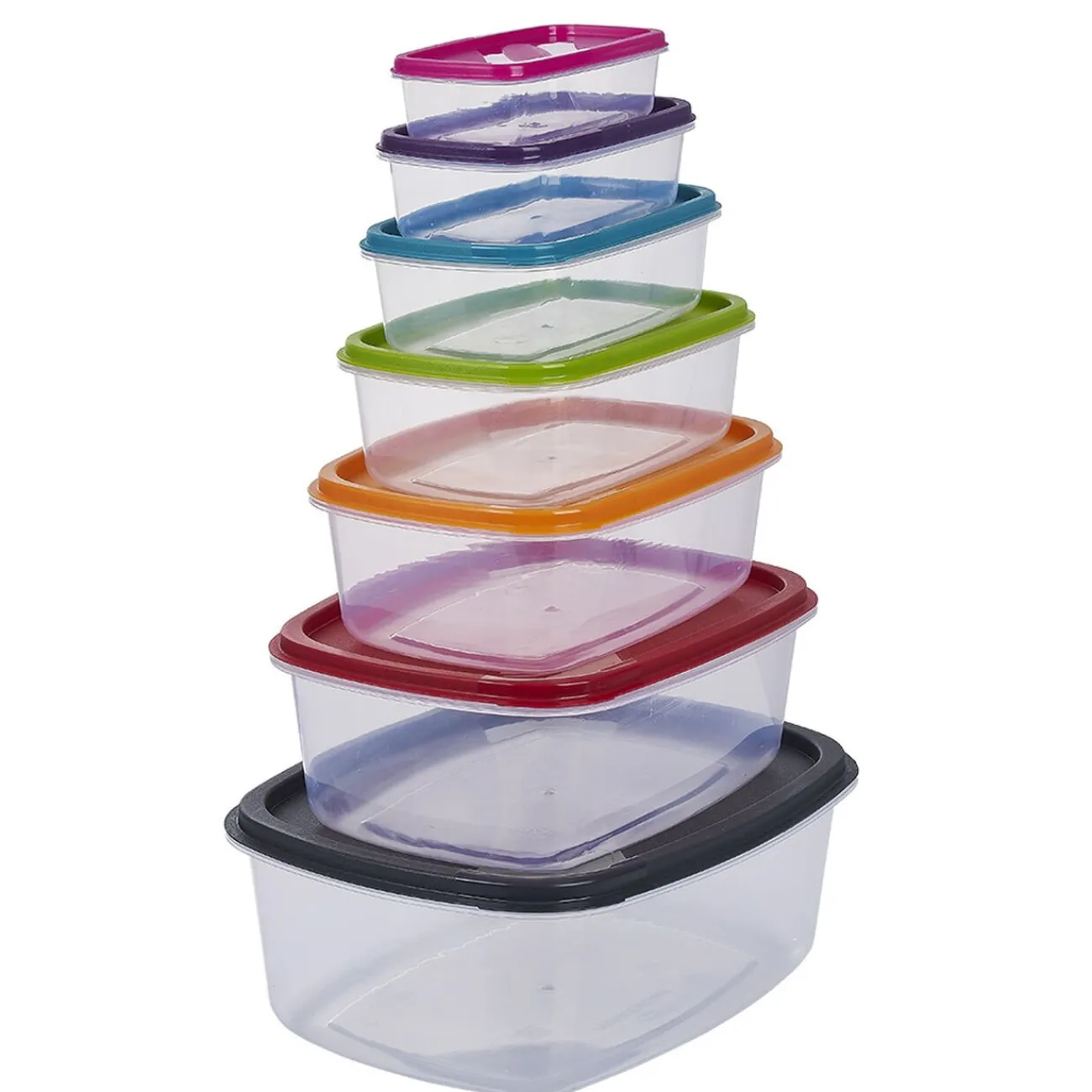 Gifi Boîte alimentaire en plastique avec couvercle coloré x7