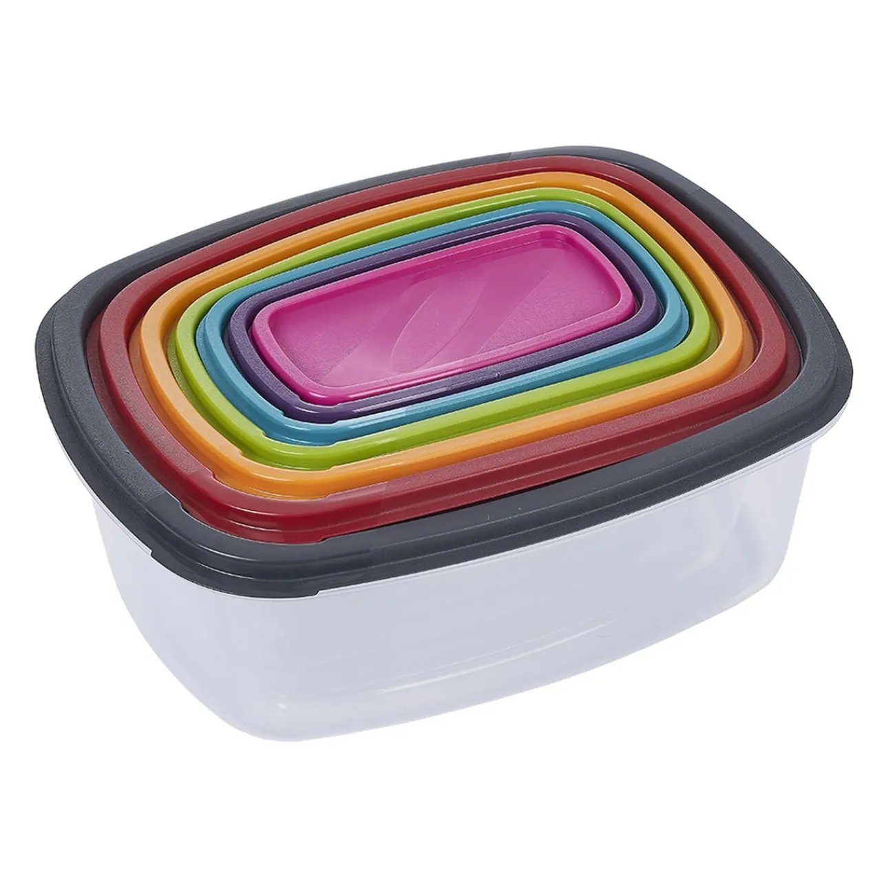 Gifi Boîte alimentaire en plastique avec couvercle coloré x7