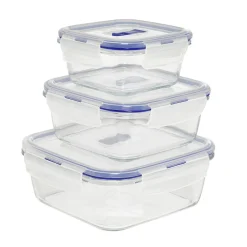 Gifi Boîte alimentaire en verre trempé transparent x3