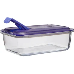 Gifi Boîte alimentaire Luminarc Easy Box verre transparent et bleu 122 cl