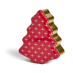 Gifi Boîte alimentaire Noël forme sapin métal rouge et doré 18x14,5xH6,5cm