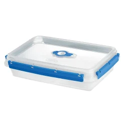 Gifi Boîte alimentaire rectangulaire transparente bleu et blanc 2L