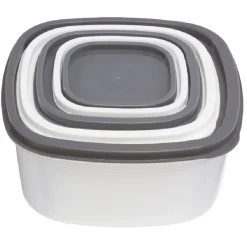 Gifi Boîte alimentaire transparente couvercle gris et blanc x5