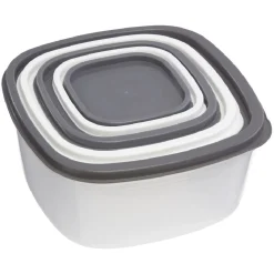 Gifi Boîte alimentaire transparente couvercle gris et blanc x5