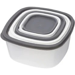 Gifi Boîte alimentaire transparente couvercle gris et blanc x5