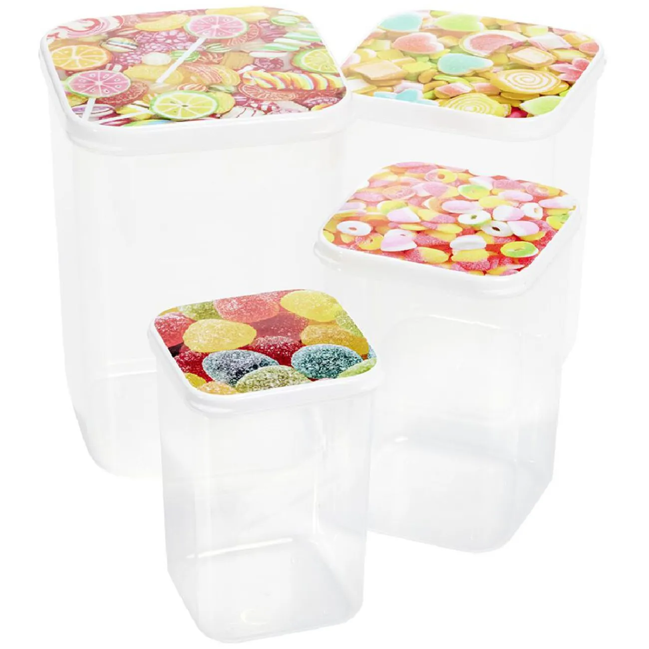 Gifi Boîte alimentaire transparent couvercle imprimé x4